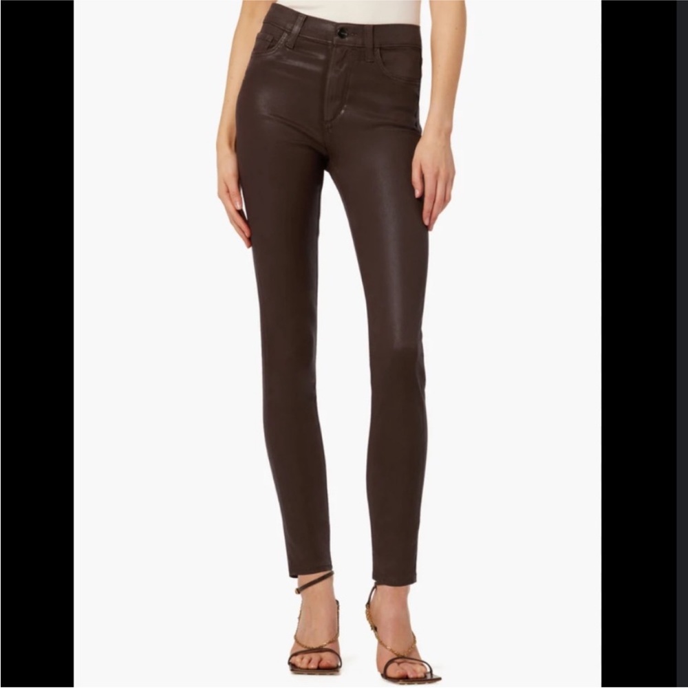 JOES JEANS Charli Waxed leather/ Coated Skinny Jeans in Dark Brown